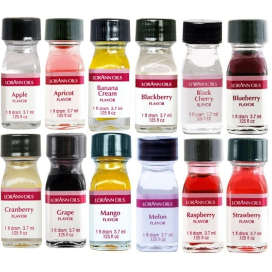 LorAnn Oils Gourmet Super Strength Fruit Flavors (No Oils) 1 Dram Variety Bundle #1 (Pack of 12)