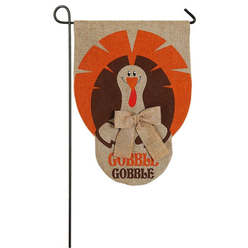 Evergreen Burlap Gobble Gobble Garden Flag, 12.5 x 18 inches