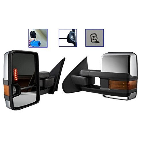 03-06 Silverado Sierra Towing Power Heated Mirrors Signal Pair Chrome Clearance