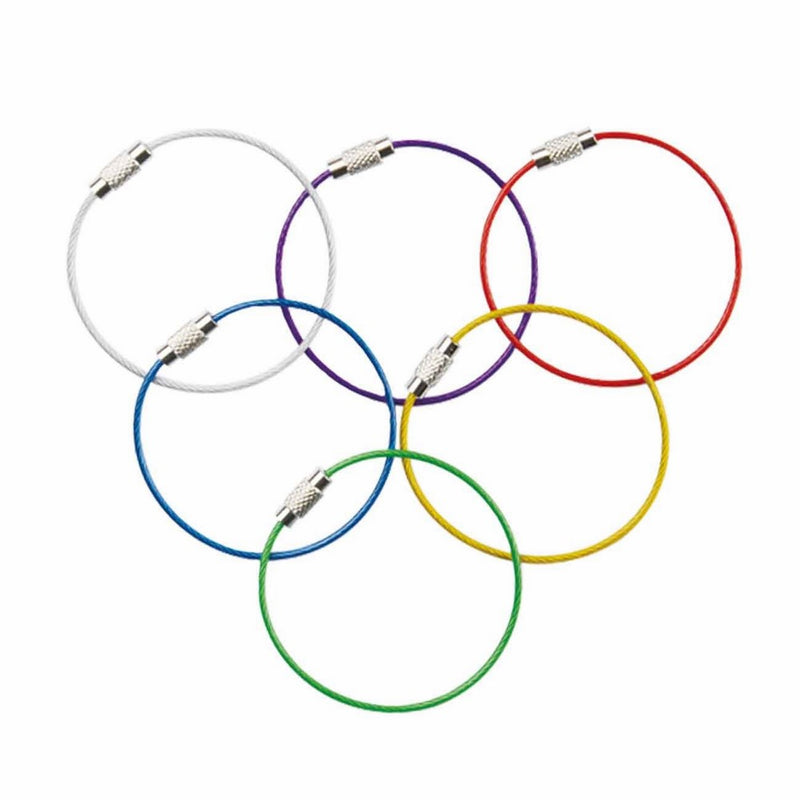 Multicolor Steel Wire keychain, Stainless key ring, Durable Steel Cable Ring, Cable keyring Twist Barrel (6pcs)
