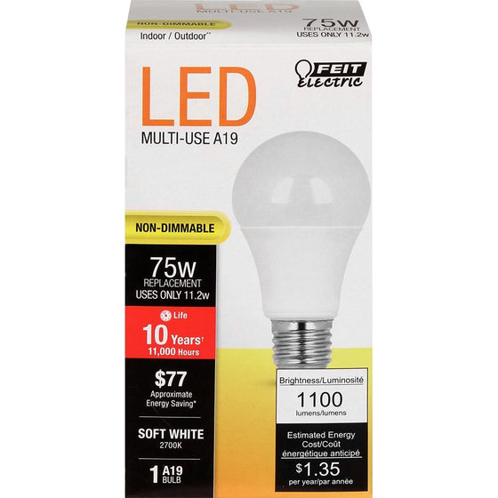 Feit Electric A1100/827/10KLED 1100 lm 2700K Non-Dimmable LED