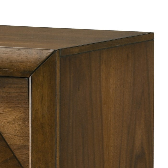 Transitional 2 Drawer Wooden Nightstand with Chamfered Legs, Brown