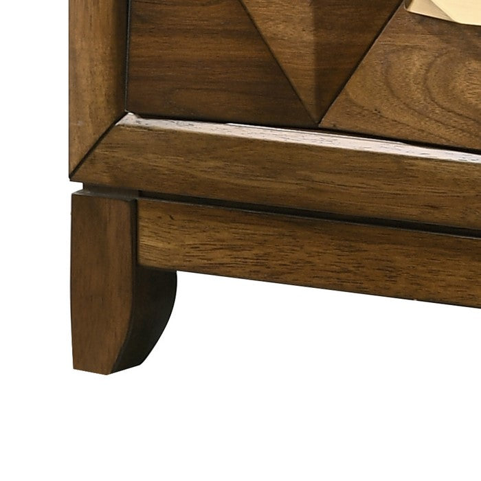 Transitional 2 Drawer Wooden Nightstand with Chamfered Legs, Brown