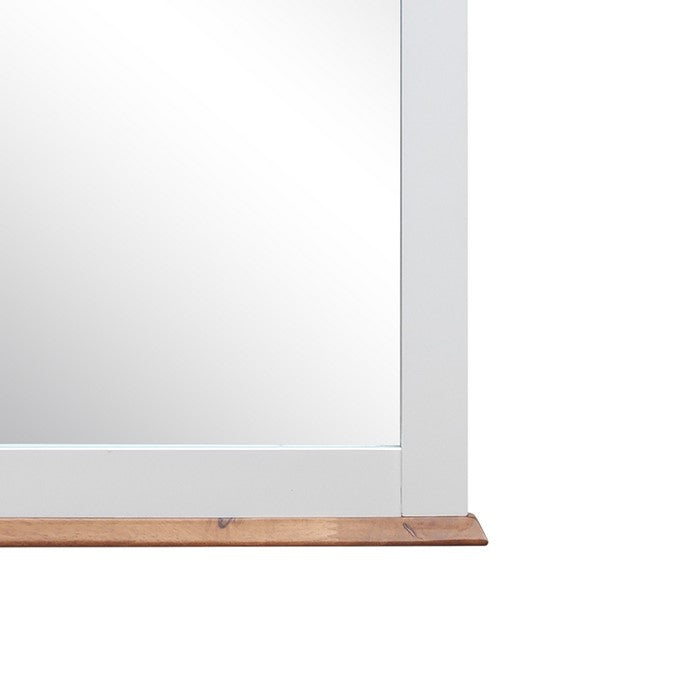 Nautical Style Wooden Mirror with Flat Base, Brown and White
