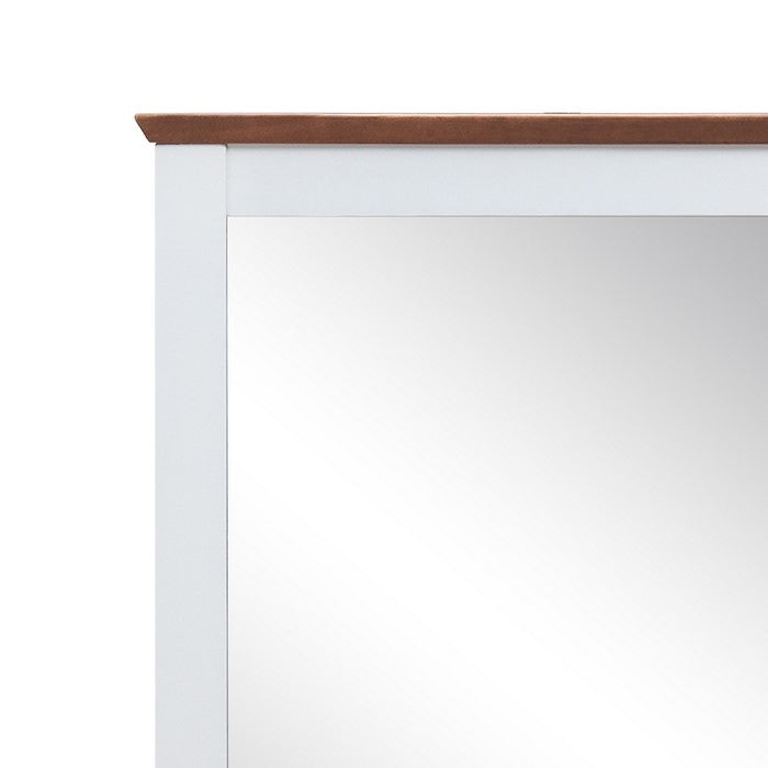 Nautical Style Wooden Mirror with Flat Base, Brown and White