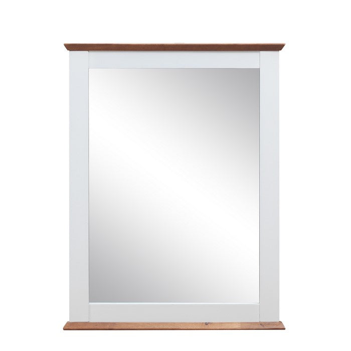 Nautical Style Wooden Mirror with Flat Base, Brown and White