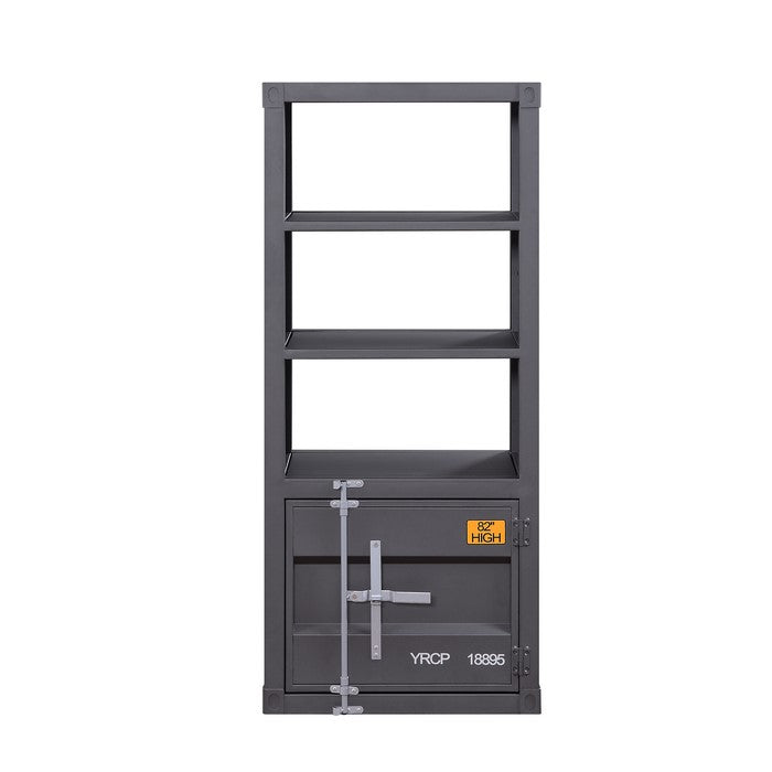 Industrial Style Metal Right Side Pier with Storage Compartment, Gray