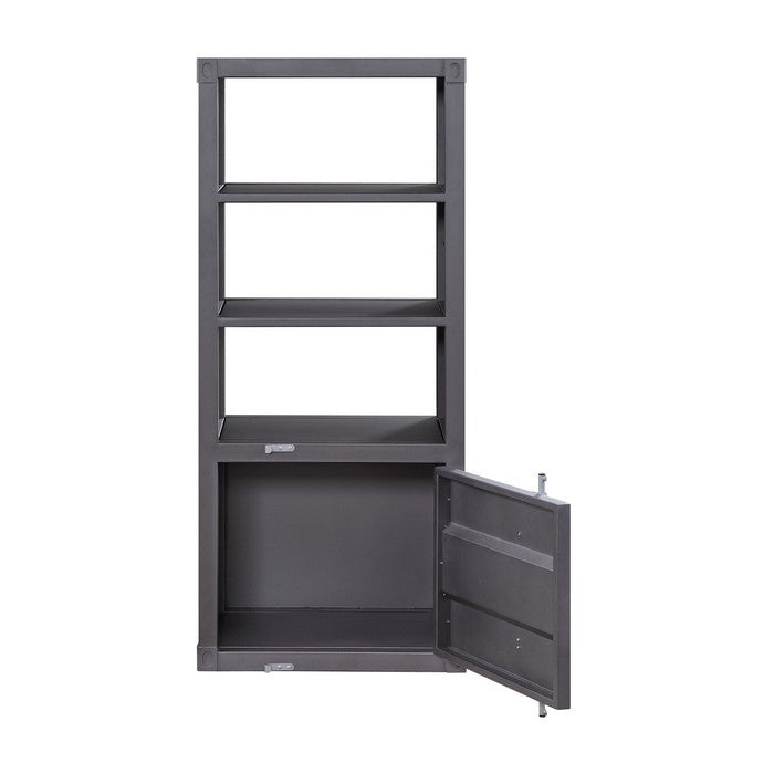 Industrial Style Metal Right Side Pier with Storage Compartment, Gray