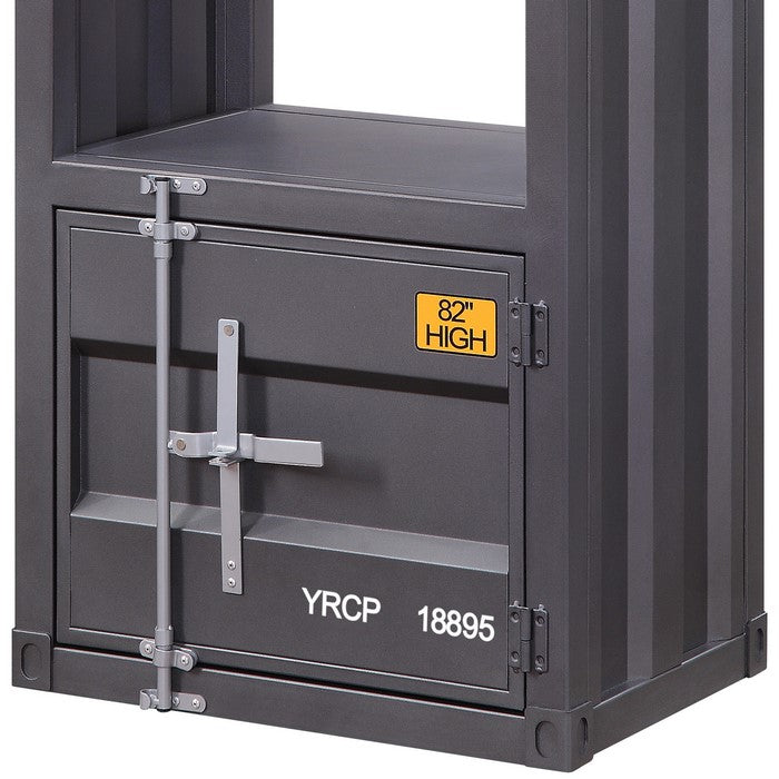 Industrial Style Metal Right Side Pier with Storage Compartment, Gray