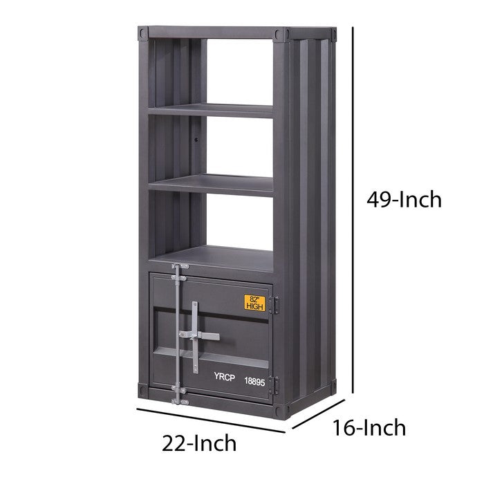 Industrial Style Metal Right Side Pier with Storage Compartment, Gray