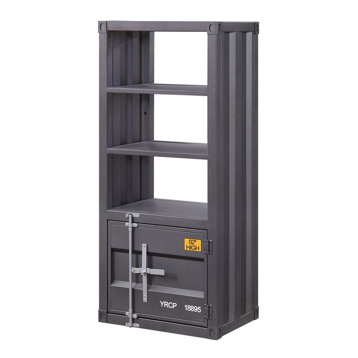 Industrial Style Metal Right Side Pier with Storage Compartment, Gray