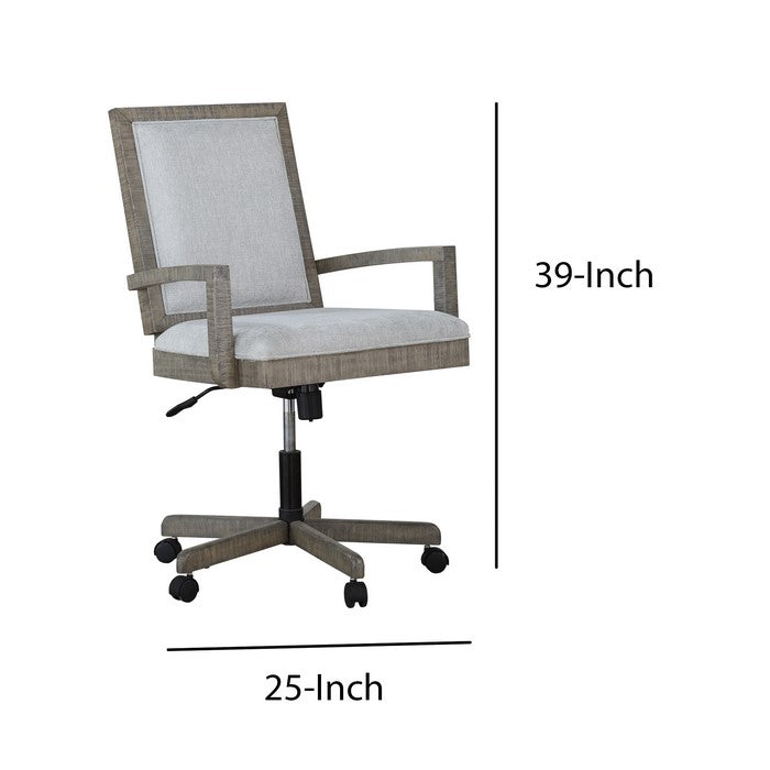 5 Star Base Fabric Upholstered Wooden Executive Office Chair, Gray