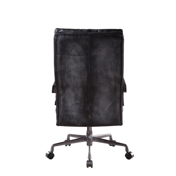 Leatherette Upholstered Wooden Office Chair with 5 Star Base, Black