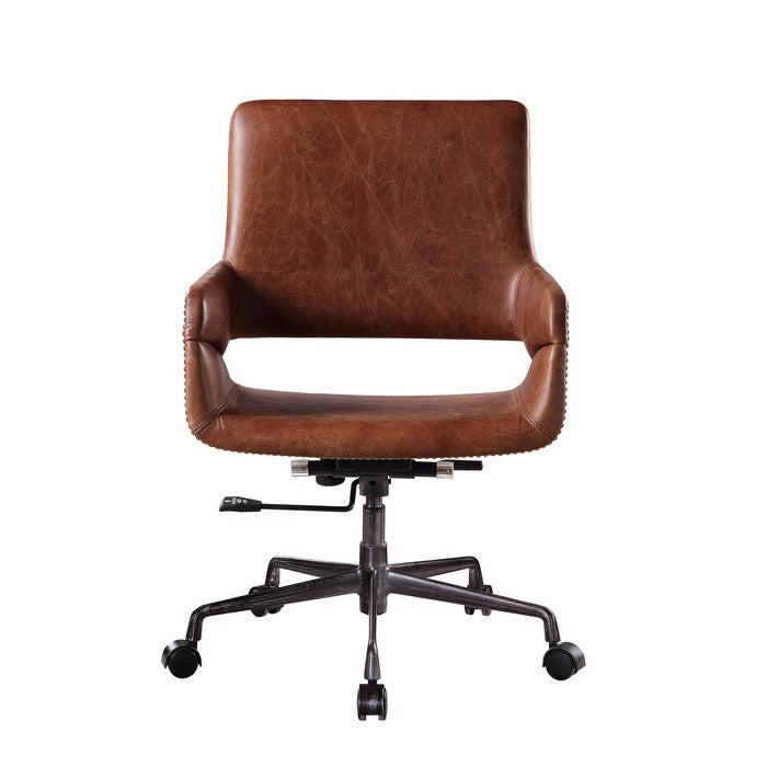 Faux Leather Upholstered Wooden Office Chair with Lift Mechanism,Brown