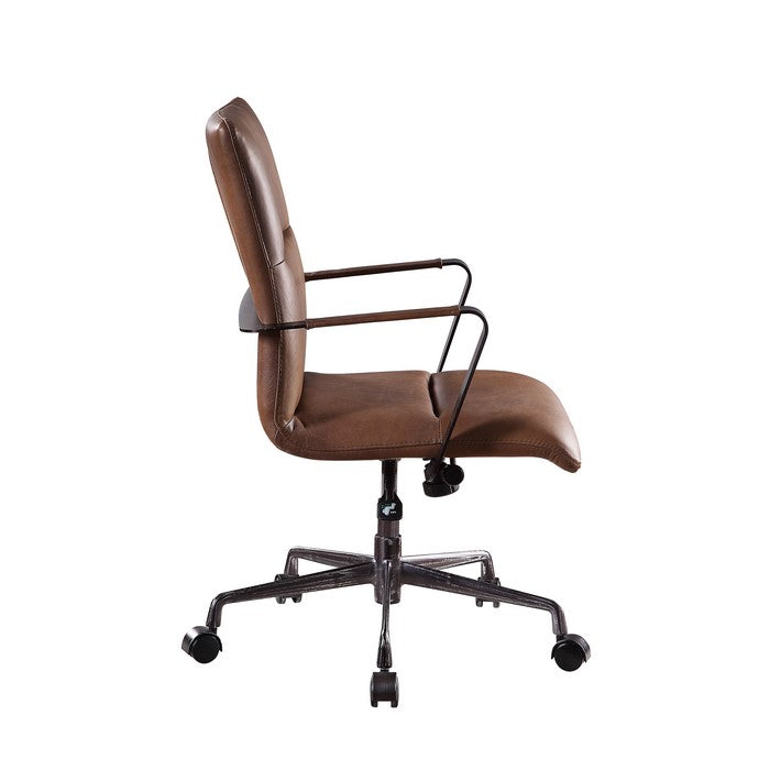 5 Star Base Faux Leather Upholstered Wooden Office Chair , Brown