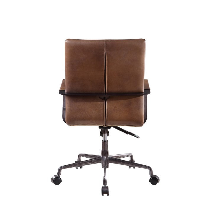 5 Star Base Faux Leather Upholstered Wooden Office Chair , Brown