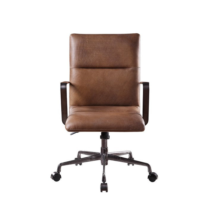 5 Star Base Faux Leather Upholstered Wooden Office Chair , Brown