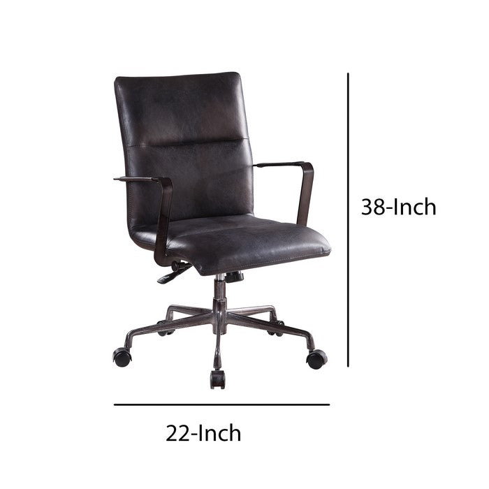 5 Star Base Faux Leather Upholstered Wooden Office Chair, Black