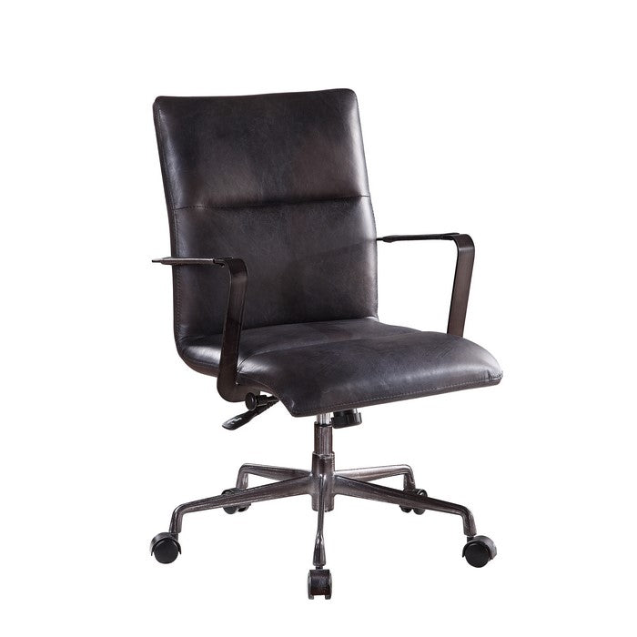 5 Star Base Faux Leather Upholstered Wooden Office Chair, Black