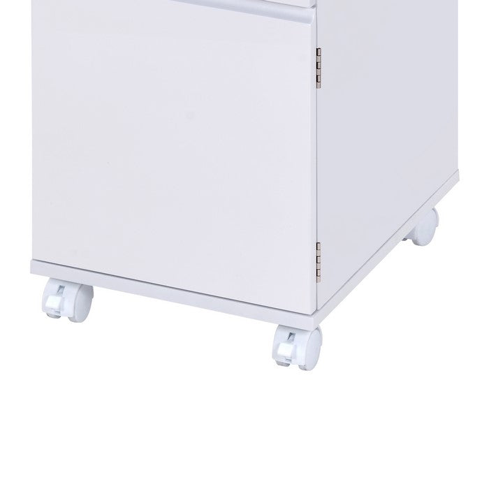 Glass Top Wooden Jewelry Armoire with Storage Compartments, White