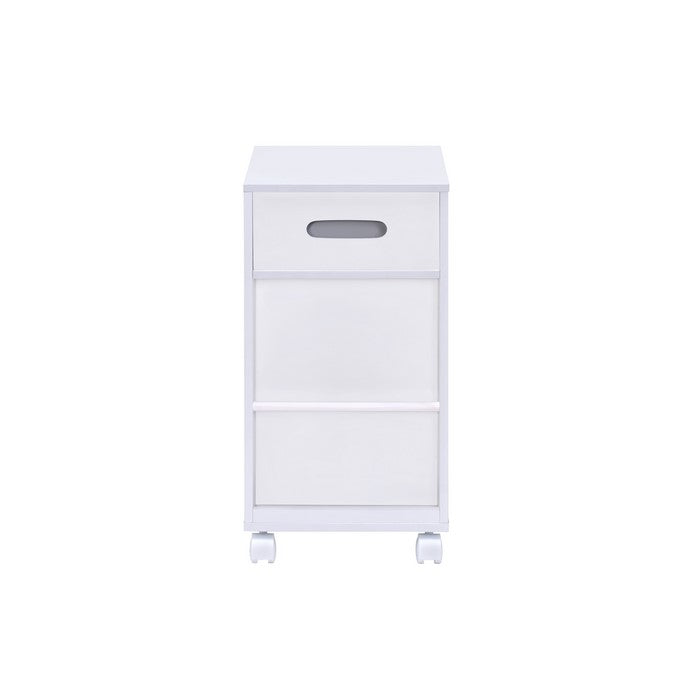 Wooden Storage Cart with 3 Drawers and 2 Open Shelves, White