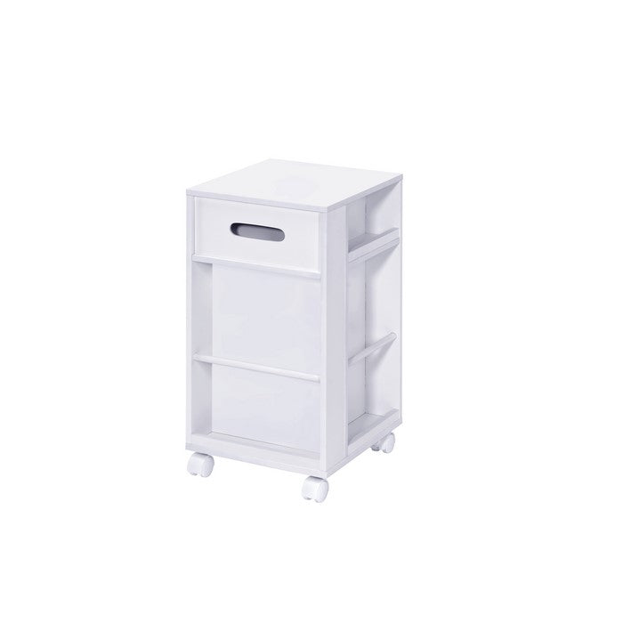 Wooden Storage Cart with 3 Drawers and 2 Open Shelves, White