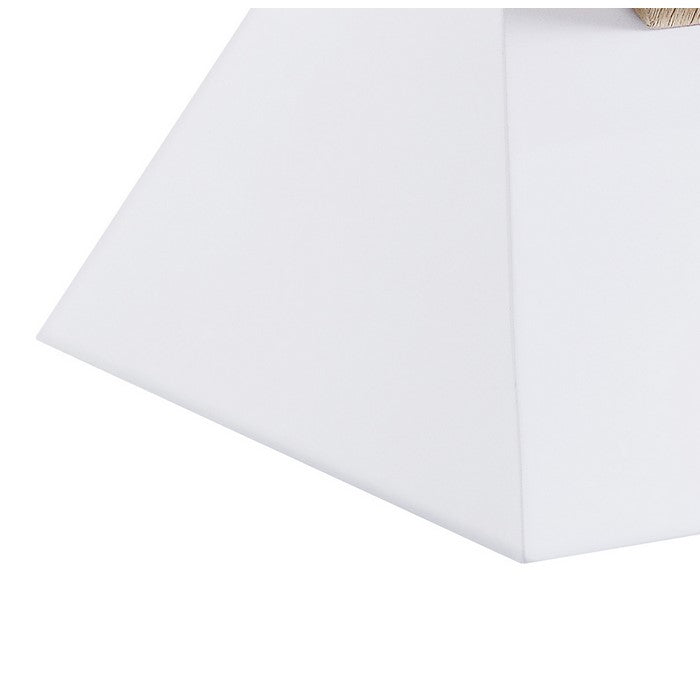 Square Shape Wooden Night Table with Pyramidal Base, White and Brown