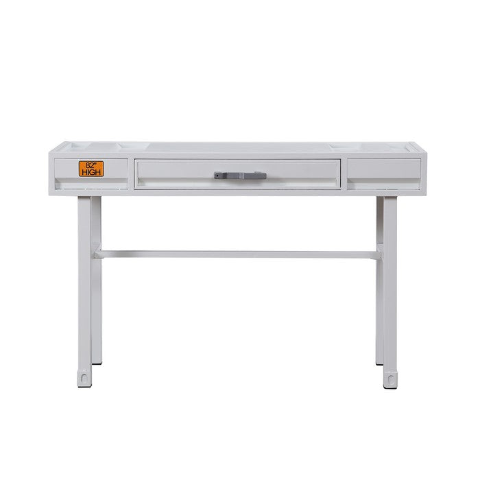 Industrial Style Metal and Wood 1 Drawer Vanity Desk, White