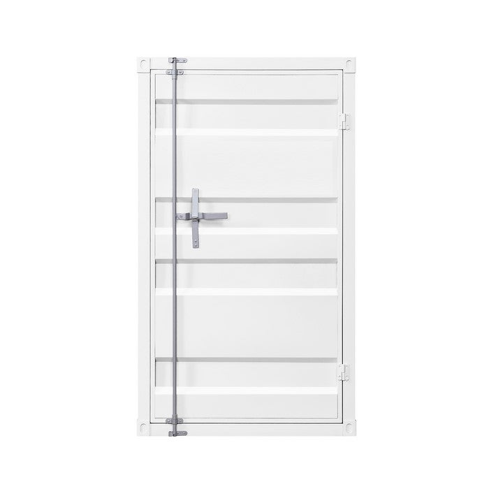 Industrial Style Metal Chest with Recessed Door Front, White