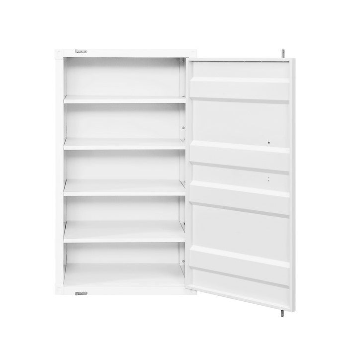 Industrial Style Metal Chest with Recessed Door Front, White