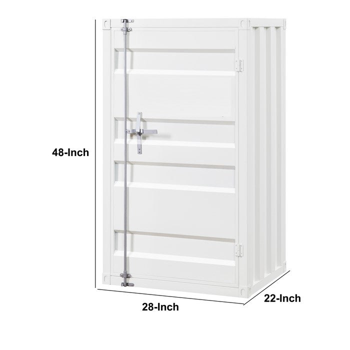 Industrial Style Metal Chest with Recessed Door Front, White