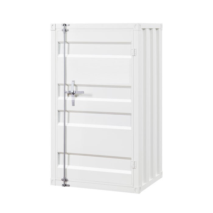 Industrial Style Metal Chest with Recessed Door Front, White