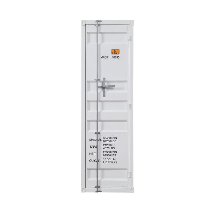 Industrial Style Metal Wardrobe with Recessed Door Front, White