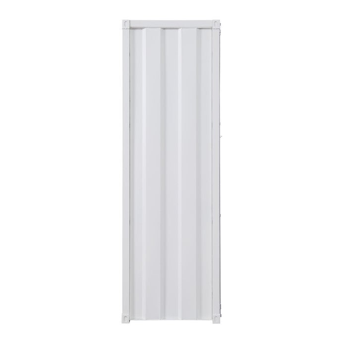 Industrial Style Metal Wardrobe with Recessed Door Front, White