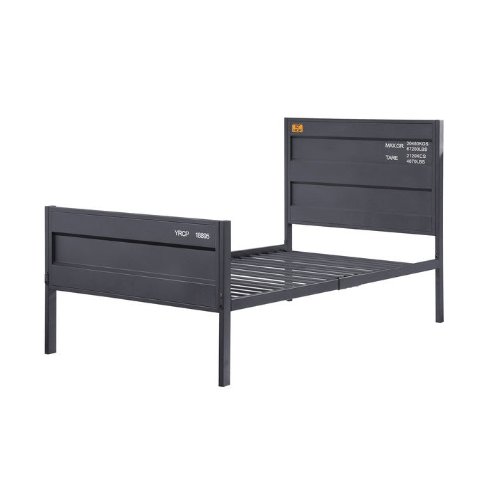 Industrial Style Metal Twin Size Bed with Straight Leg Support, Gray