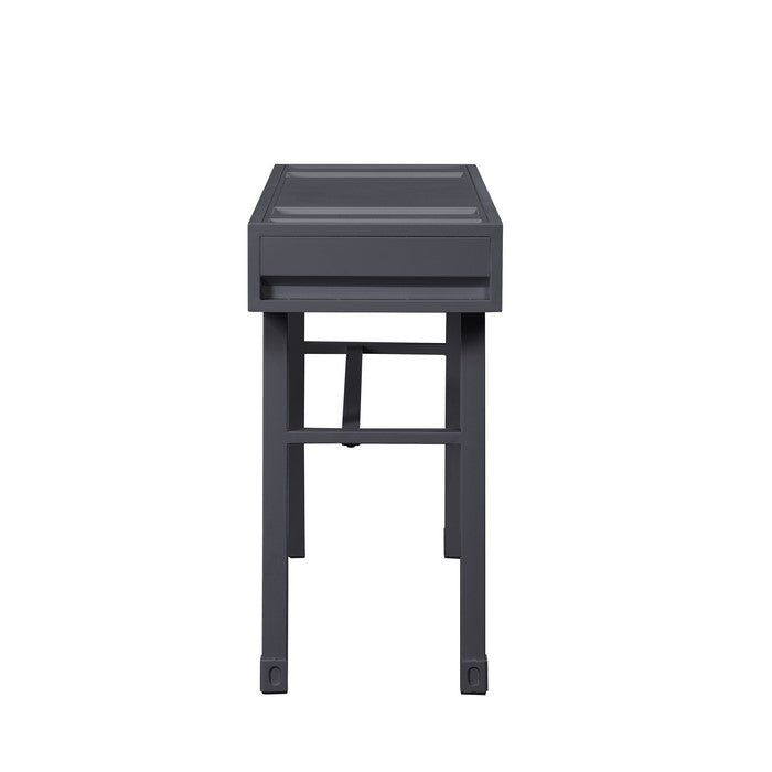 Industrial Style Metal and Wood 1 Drawer Vanity Desk, Gray