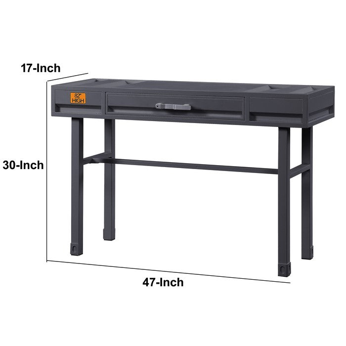 Industrial Style Metal and Wood 1 Drawer Vanity Desk, Gray