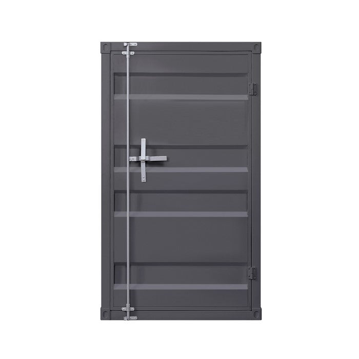 Industrial Style Metal Chest with Recessed Door Front, Gray