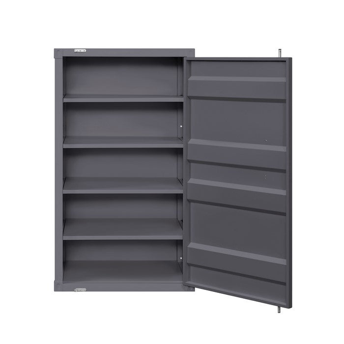Industrial Style Metal Chest with Recessed Door Front, Gray