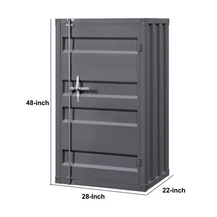 Industrial Style Metal Chest with Recessed Door Front, Gray