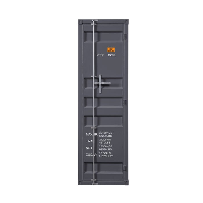 Industrial Style Metal Wardrobe with Recessed Door Front, Gray
