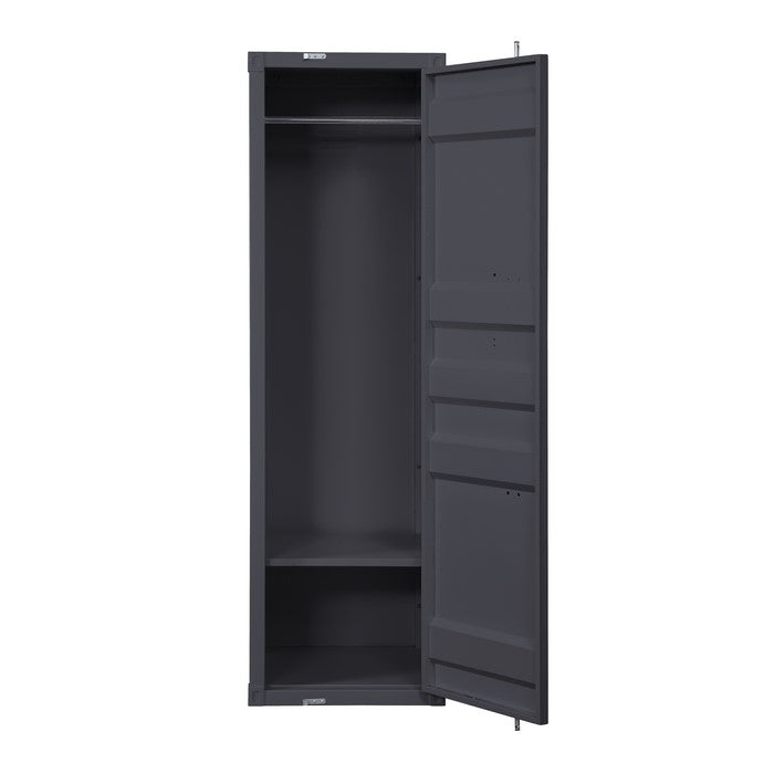 Industrial Style Metal Wardrobe with Recessed Door Front, Gray