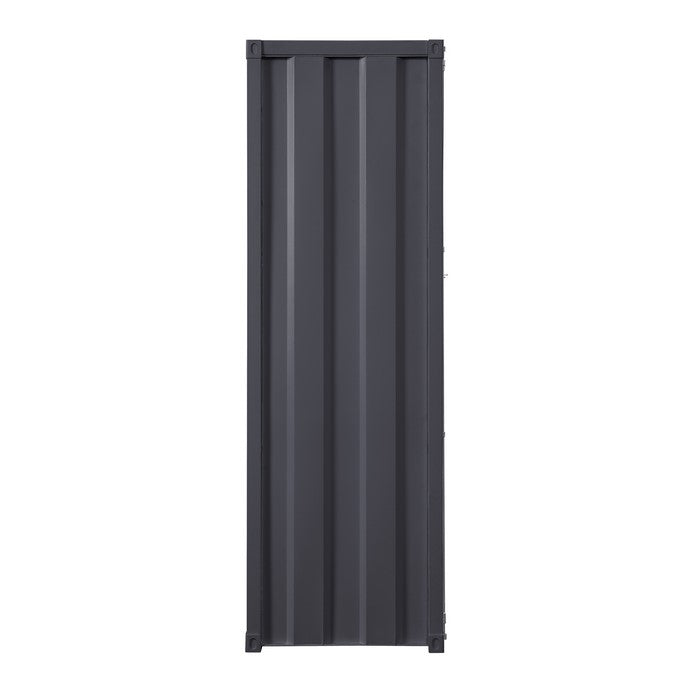 Industrial Style Metal Wardrobe with Recessed Door Front, Gray