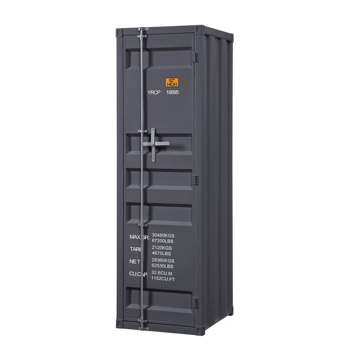 Industrial Style Metal Wardrobe with Recessed Door Front, Gray