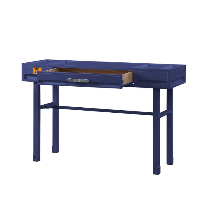 Industrial Style Metal and Wood 1 Drawer Vanity Desk, Blue