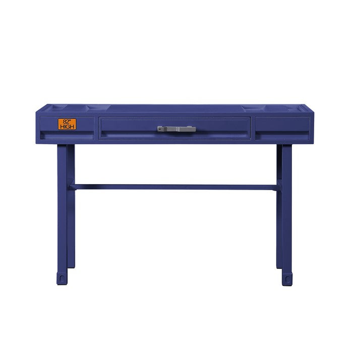 Industrial Style Metal and Wood 1 Drawer Vanity Desk, Blue