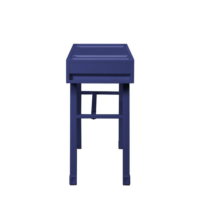 Industrial Style Metal and Wood 1 Drawer Vanity Desk, Blue