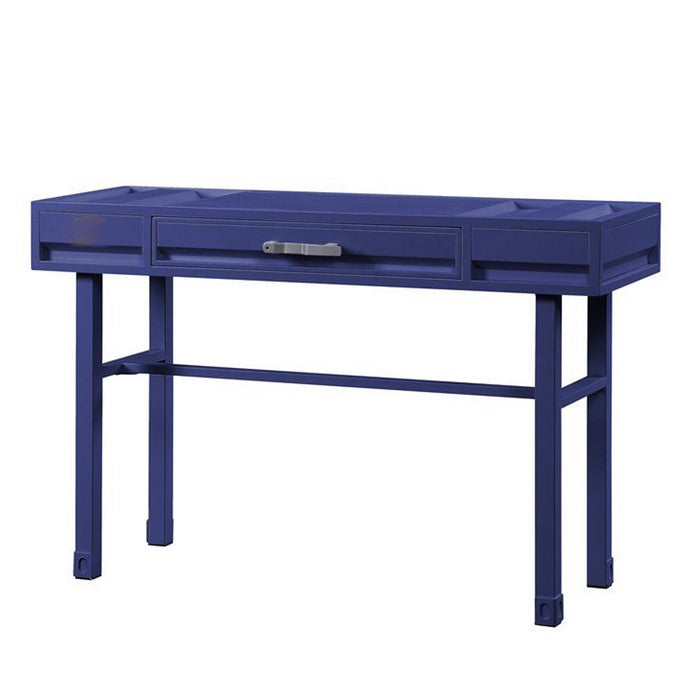 Industrial Style Metal and Wood 1 Drawer Vanity Desk, Blue