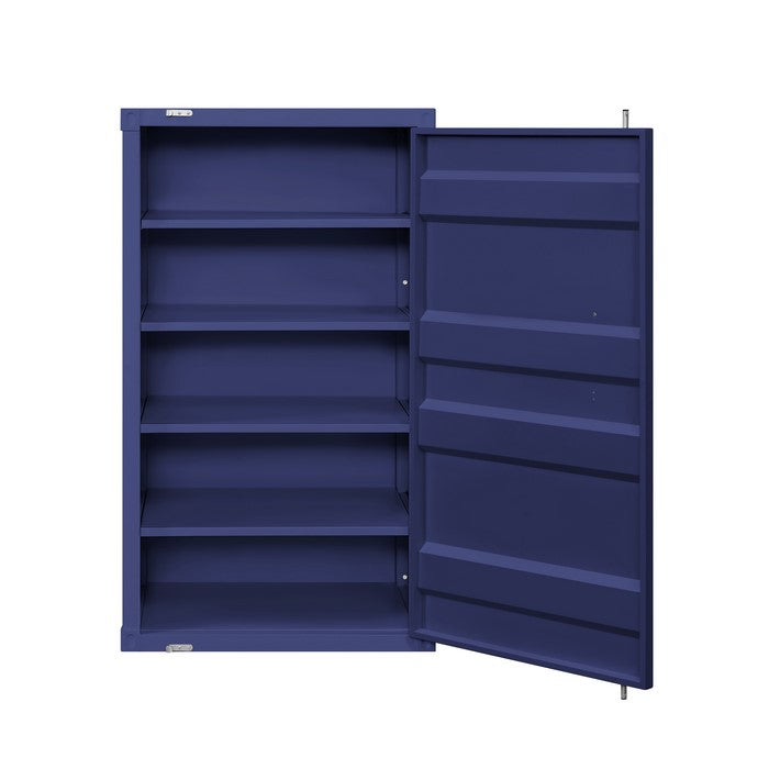 Industrial Style Metal Chest with Recessed Door Front, Blue