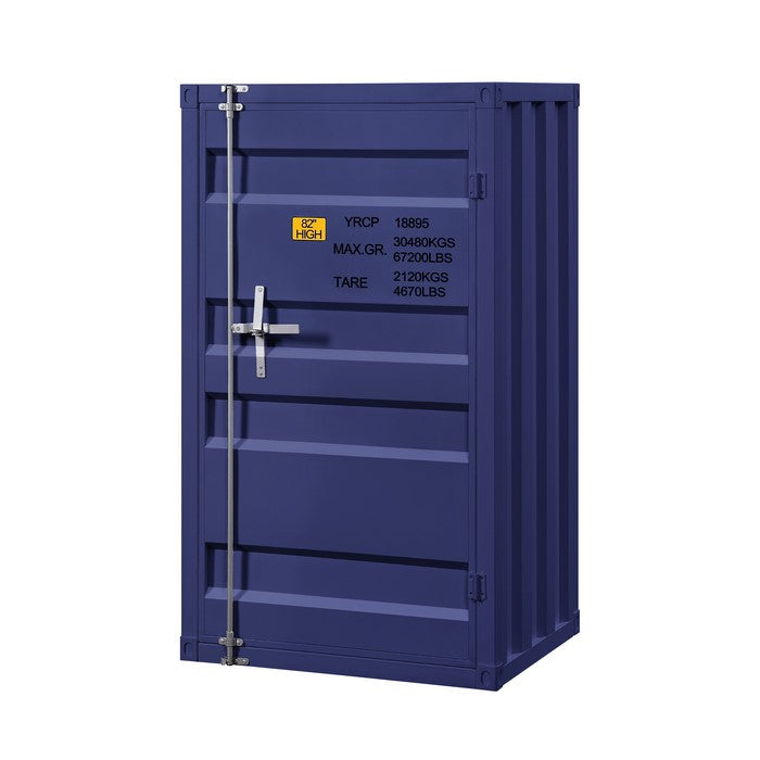 Industrial Style Metal Chest with Recessed Door Front, Blue